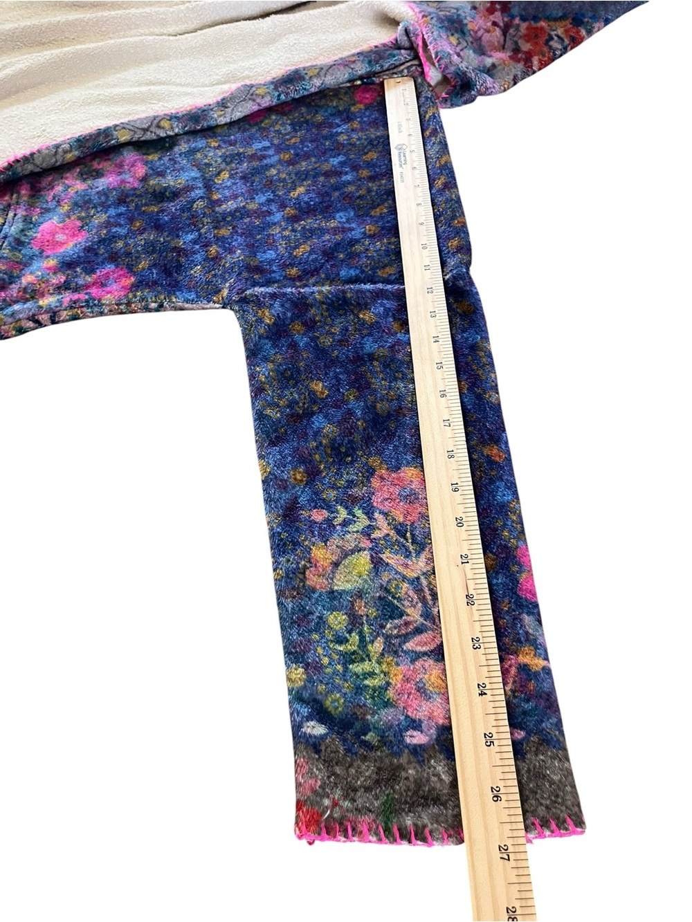 Natural Life Floral Patchwork Hooded Blanket Kimono Jacket Cozy Fleece S/M - Picture 11 of 13